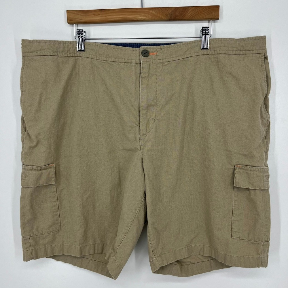 Tommy Bahama Boracay Cargo Shorts Mens 2XLB Khaki Tan Cotton Linen Blend